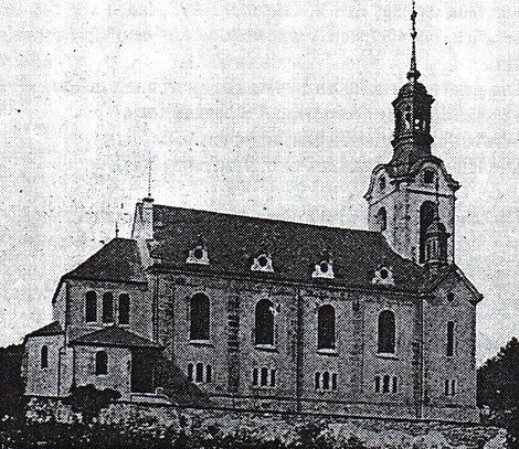 Die Christuskirche kurz nach ihrer Fertigstellung (Das Foto stammt aus dem Buch "Neue Sächsische Kirchengalerie Ephorie Schneeberg", Verlag von Arwed Strauch Leipzig 1902)